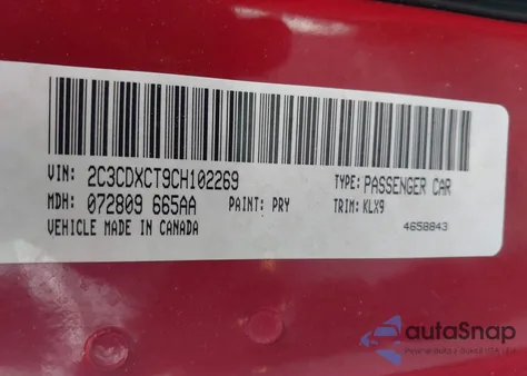 2012 Dodge Charger R/T из США, поврежденный, VIN 2C3CDXCT9CH102269